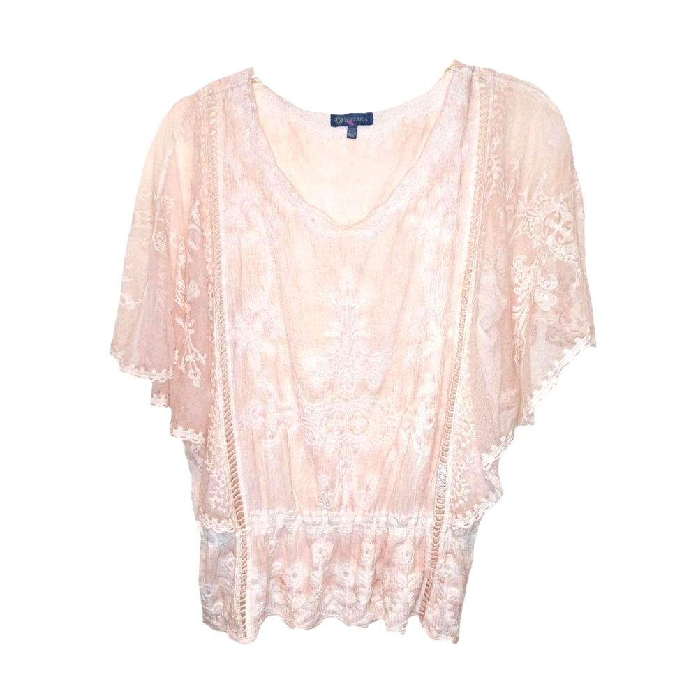 Democracy Butterfly Sleeve Embroidered Blouse Size M Fairy Whimsygoth Milkmaid